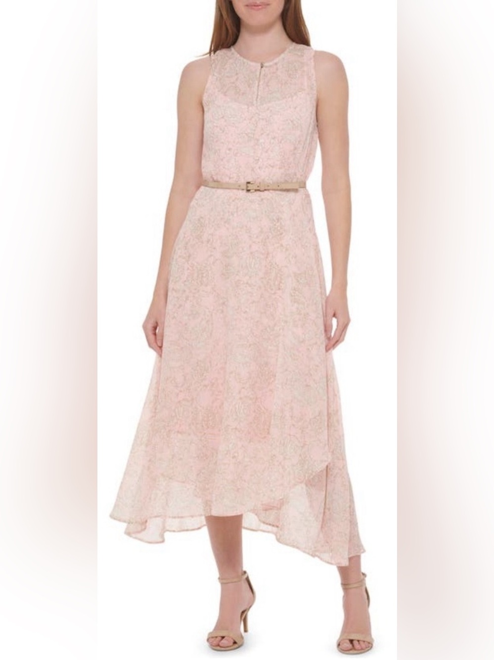Tommy Hilfiger Floral Tiered High-Low Chiffon Midi Dress